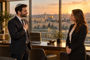 שומר נגיעה בפגישת עסקים